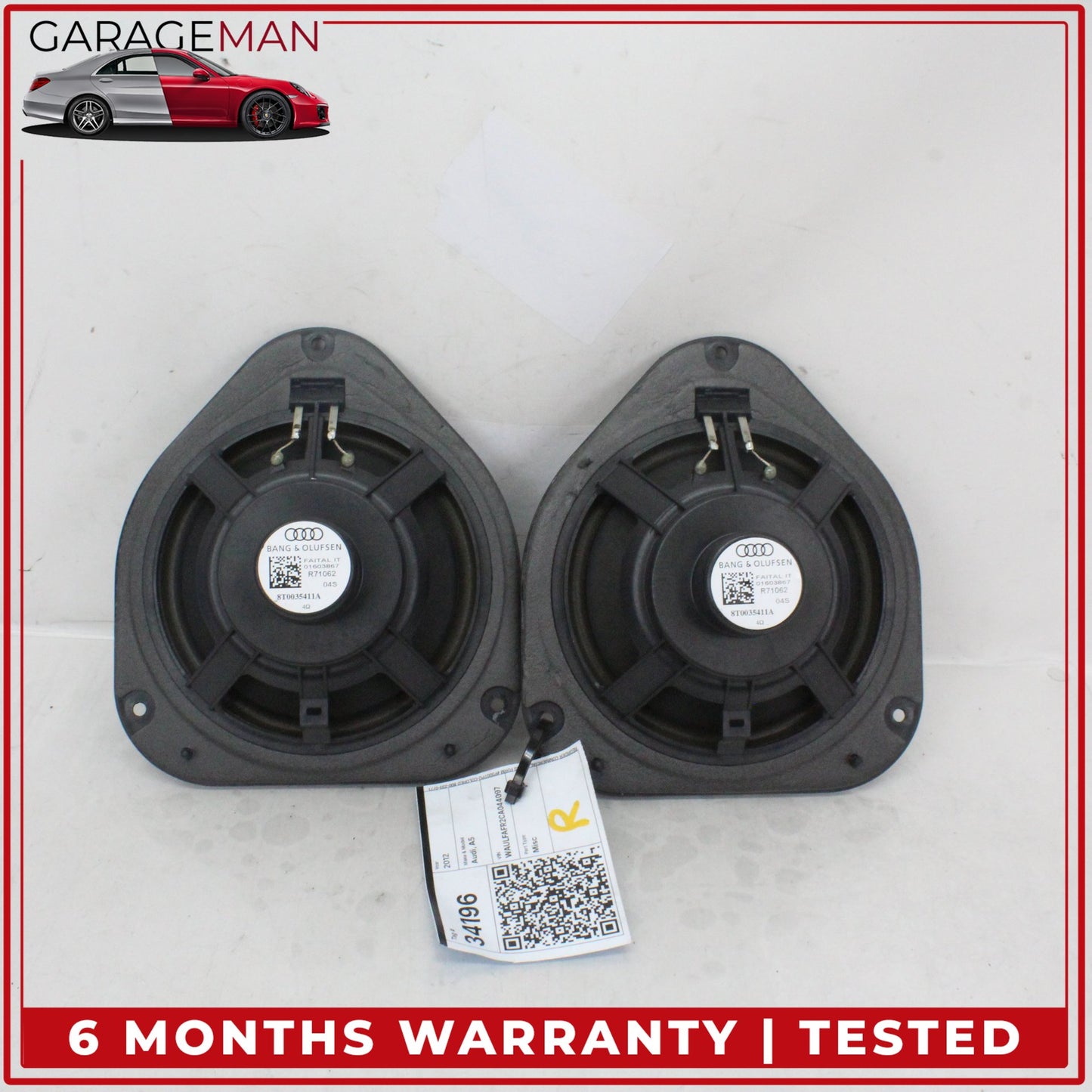 2009-2016 Audi A5 8T Sedan Rear Left and Right Side Door Speaker 8T0035411A OEM