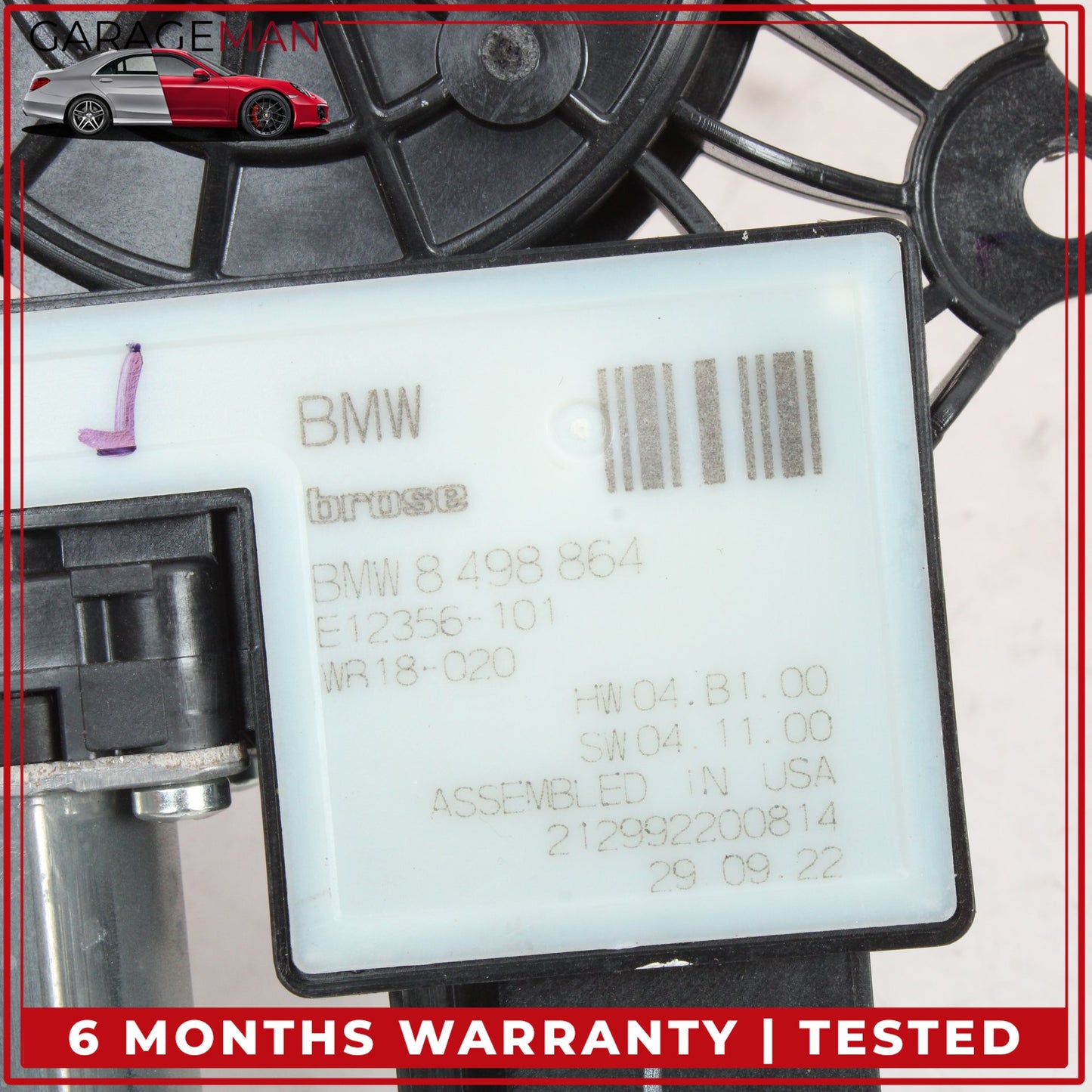 2019-2025 BMW M340i 330i G20 Rear Right Side Window Regulator Motor 8498864 OEM