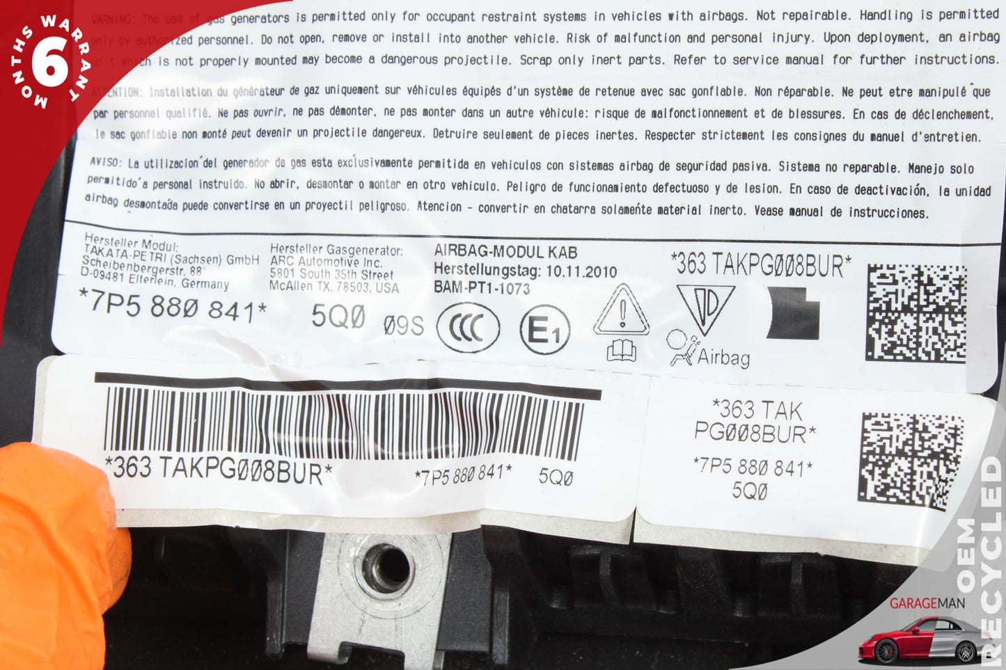 2011-2018 Porsche Cayenne 958 Front Left Side Knee Airbag Air Bag 7P5880841 OEM