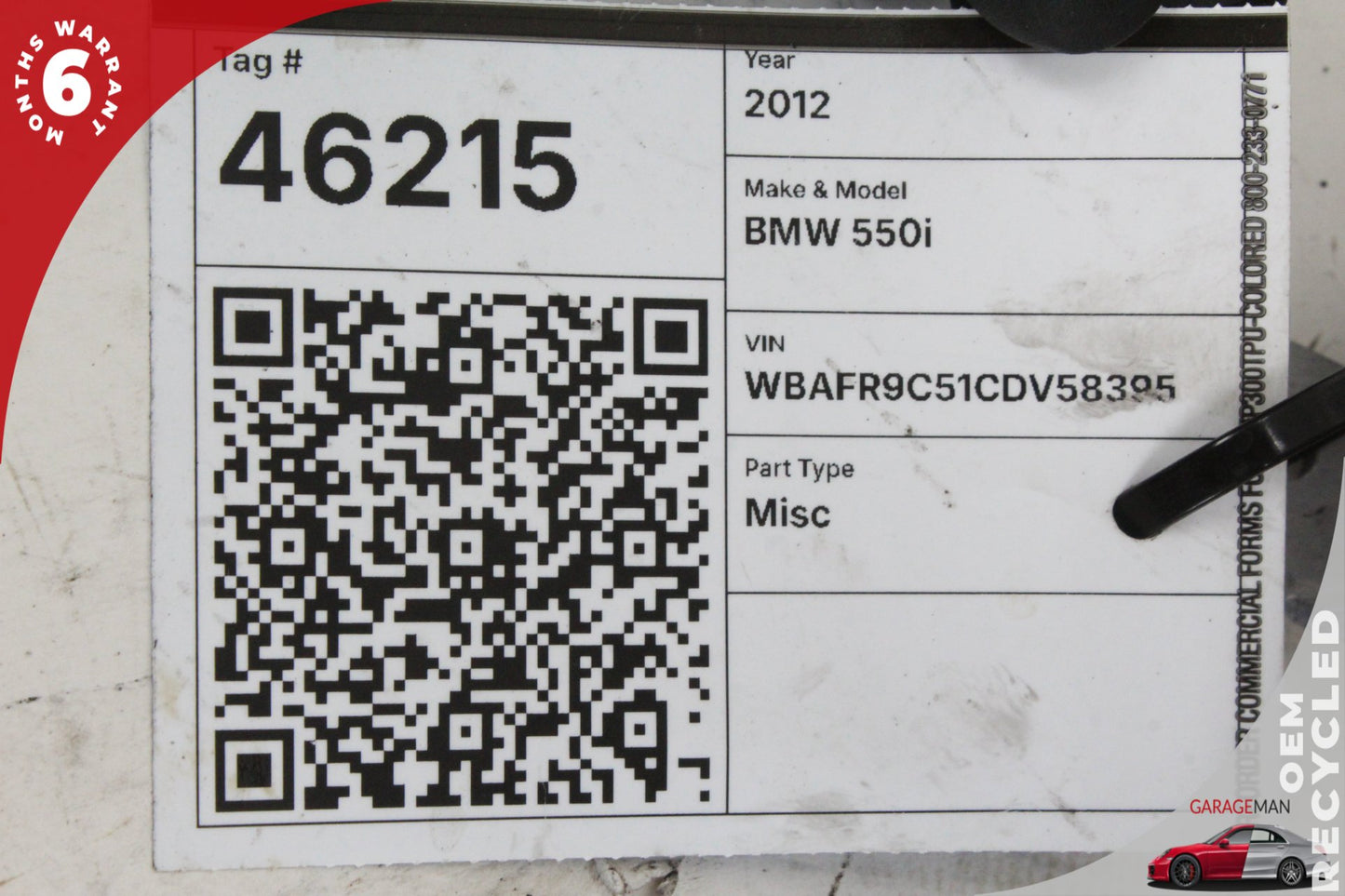 2011-2016 BMW 550i F10 Left Side Turbocharger Intercooler 7575405