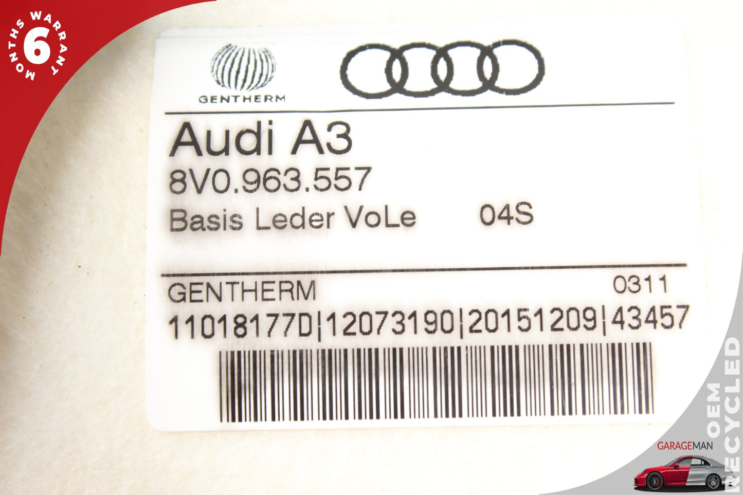 15-16 Audi A3 8V Sedan Front Left or Right Top Upper Seat Cushion 8V0963557