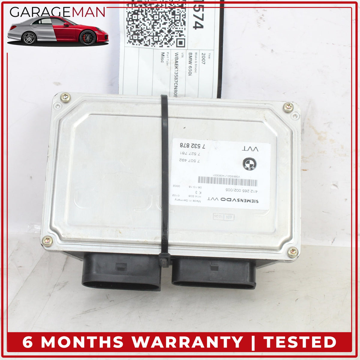 2004-2010 BMW 650i E64 Valvetronic Control Module 7532878 OEM