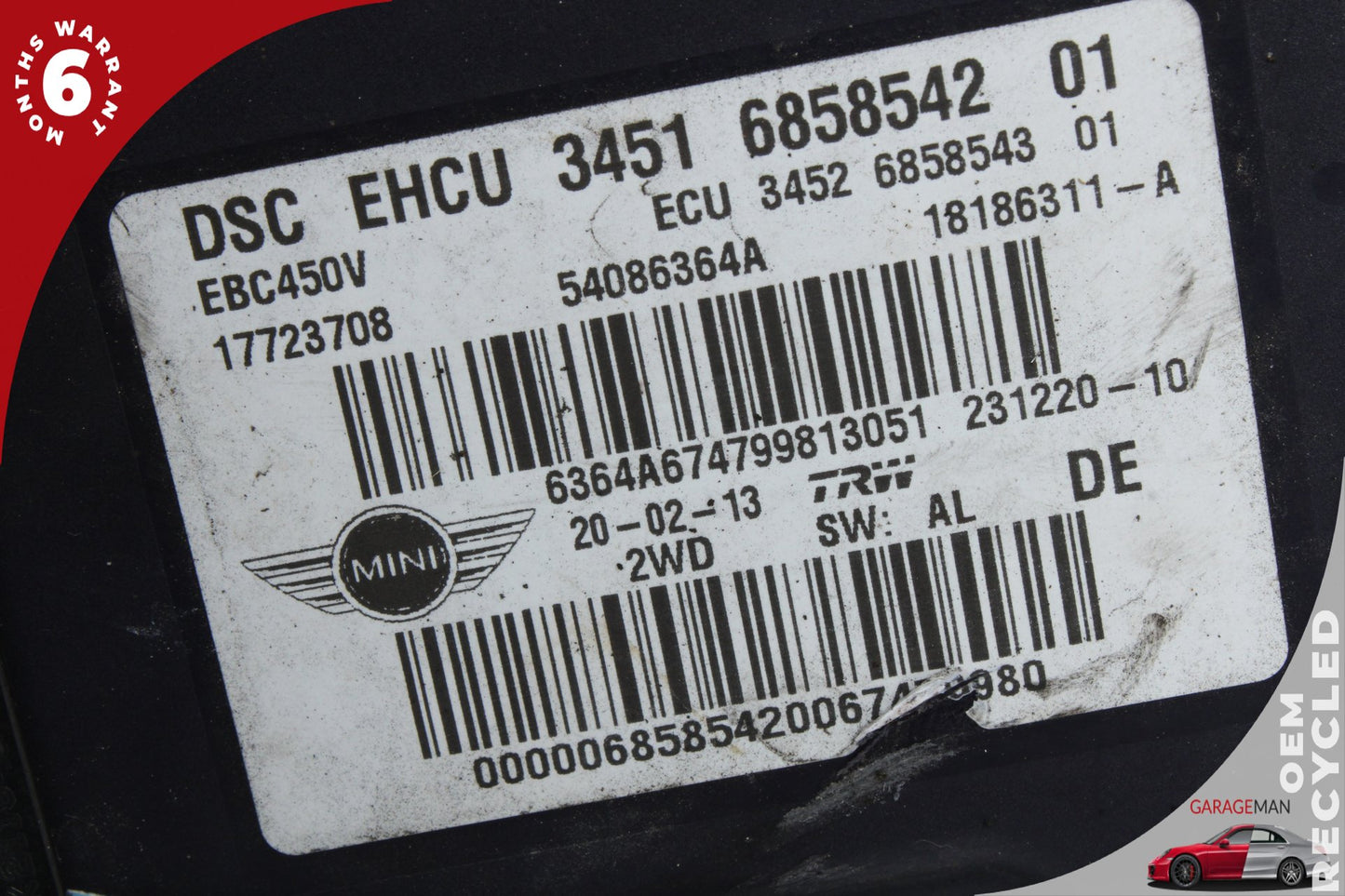 2011-2016 Mini Cooper R56 ABS Anti Lock Brake Pump Module TRW 6858542 OEM