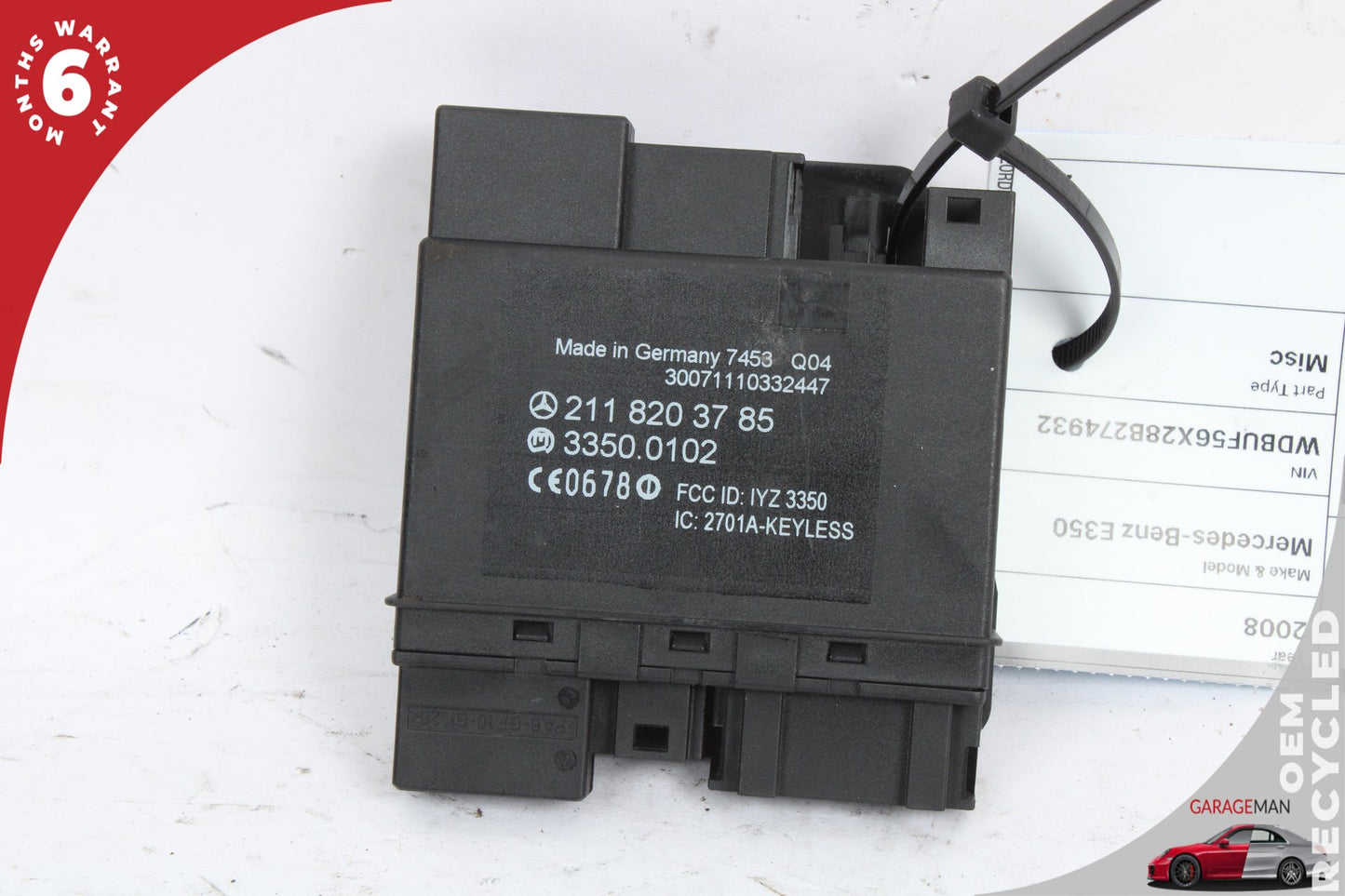 06-11 Mercedes E350 W211 Rear Door Keyless Go Control Module 2118203785 OEM