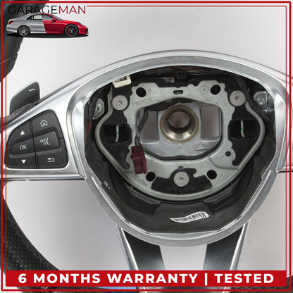 2015-2020 Mercedes W205 C300 Flat Bottom Steering Wheel w/ Paddle Shifters OEM
