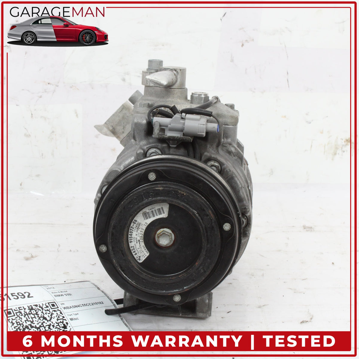 2012-2019 BMW 550i F07 AC A/C Air Conditioning Compressor Denso 9154072 OEM