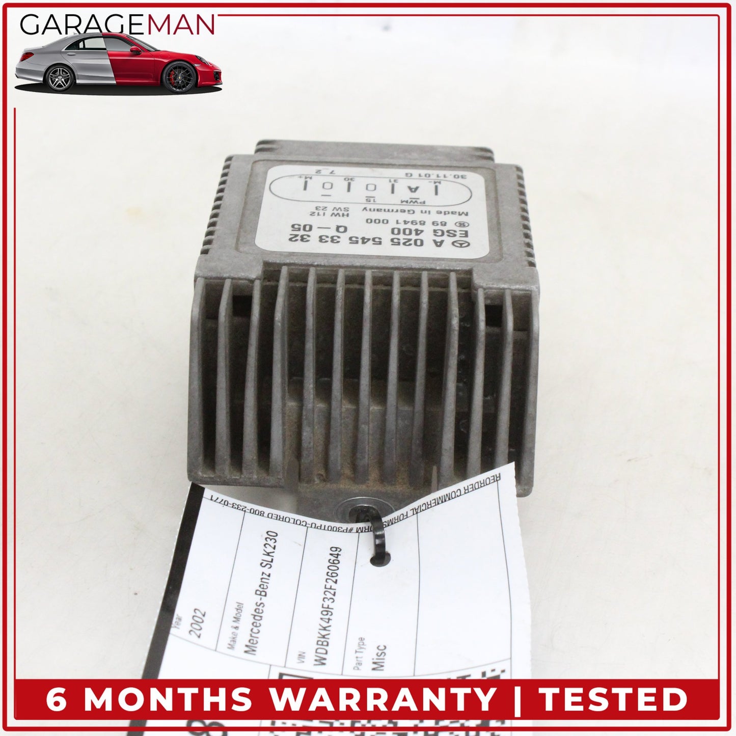 1997-2004 Mercedes-Benz SLK230 R170 Auxiliary Cooling Fan Control Module Unit 0255453332