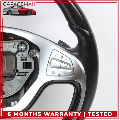 2014-2017 Mercedes W222 S550e Steering Wheel Wood w/ Paddle Shifters Black OEM