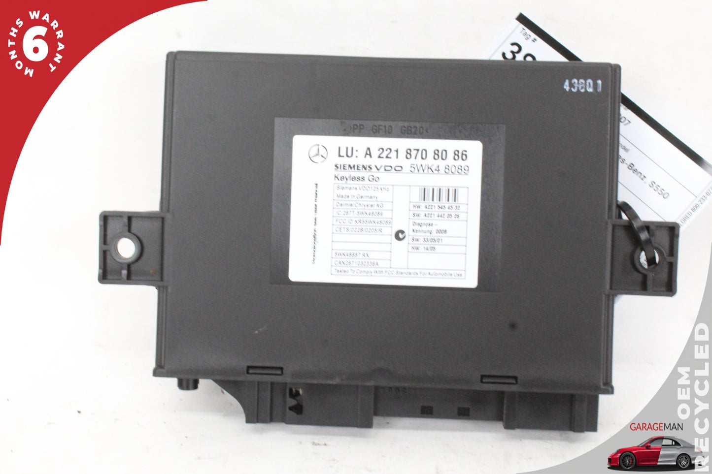 2007-2010 Mercedes W221 S550 CL550 Keyless Go Control Module 2218708086 OEM