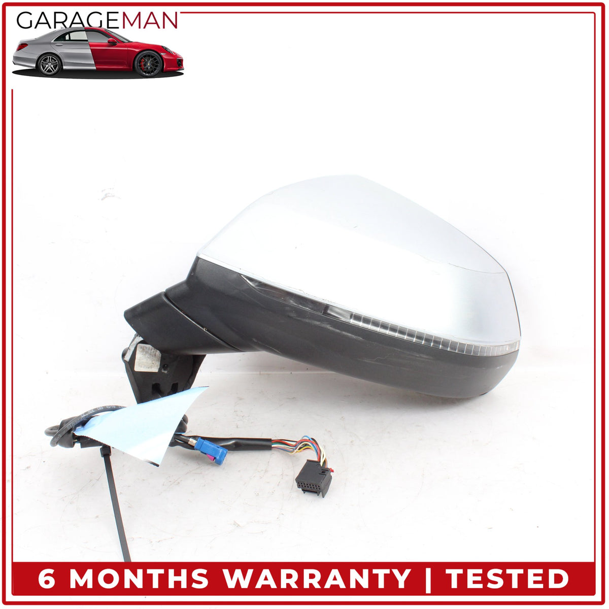 2017-2019 Audi Q7 Front Left Door Rear View Mirror w/ Camera Silver Metallic OEM