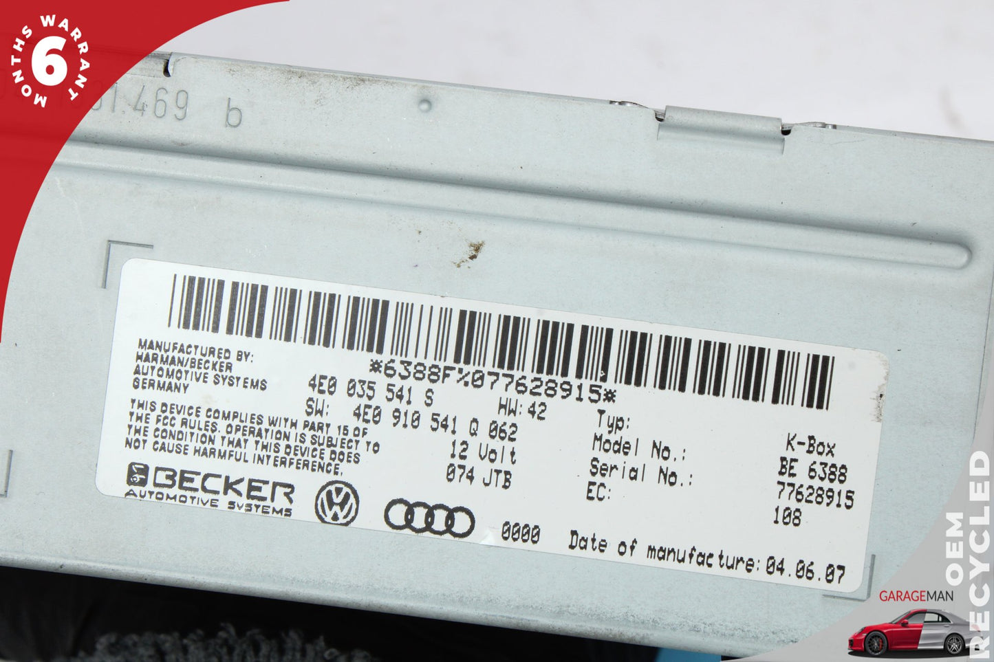 2007-2009 Audi Q7 MMI Multi Media Audio Radio Tuner Receiver 4E0035541S OEM