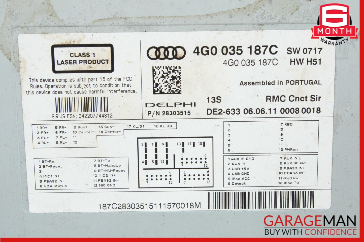 2012-2015 Audi A6 C7 Dashboard Audio Radio Multimedia CD Player 4G0035187 OEM