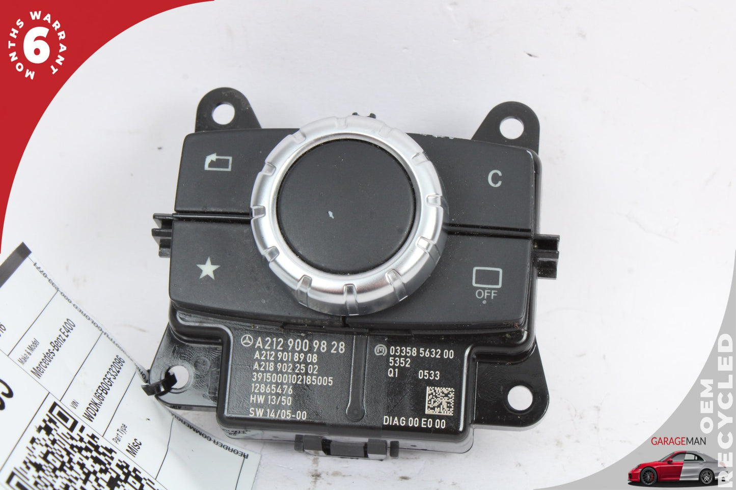 2015-2020 Mercedes-Benz E400 W207 Coupe Center Console Audio Radio Media Control Switch 2129009828 Genuine