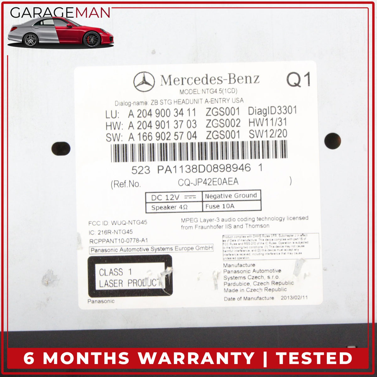 2012-2015 Mercedes W204 C250 C300 Command Head Unit Audio Radio Navigation OEM