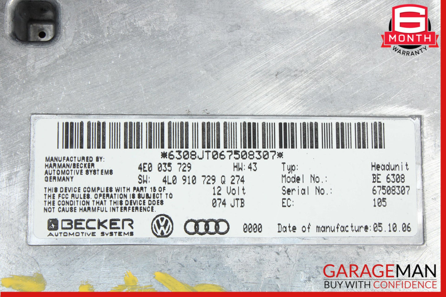 2007-2009 Audi Q7 MMI Multi Media Control Module Unit 4E0035729 OEM