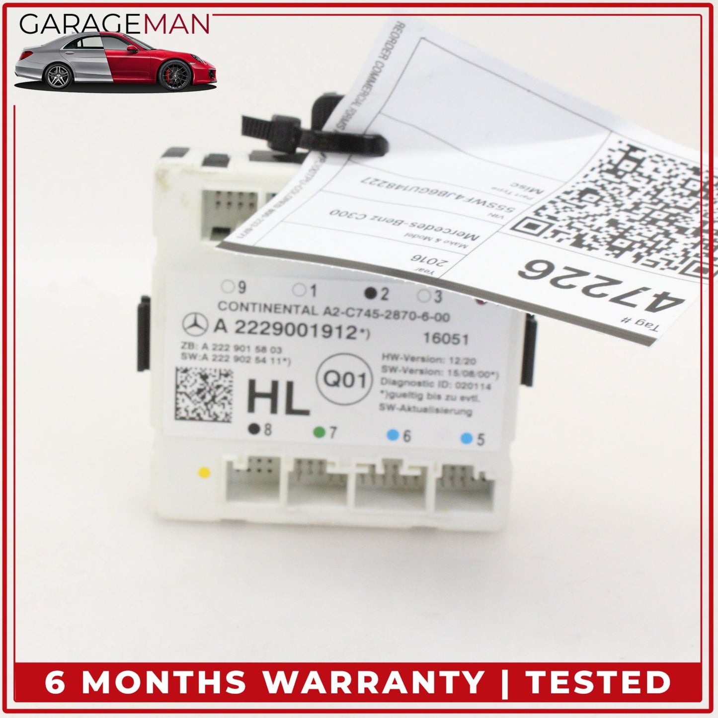 2015-2020 Mercedes W205 C300 Rear Left Side Door Control Module 2229001912 OEM
