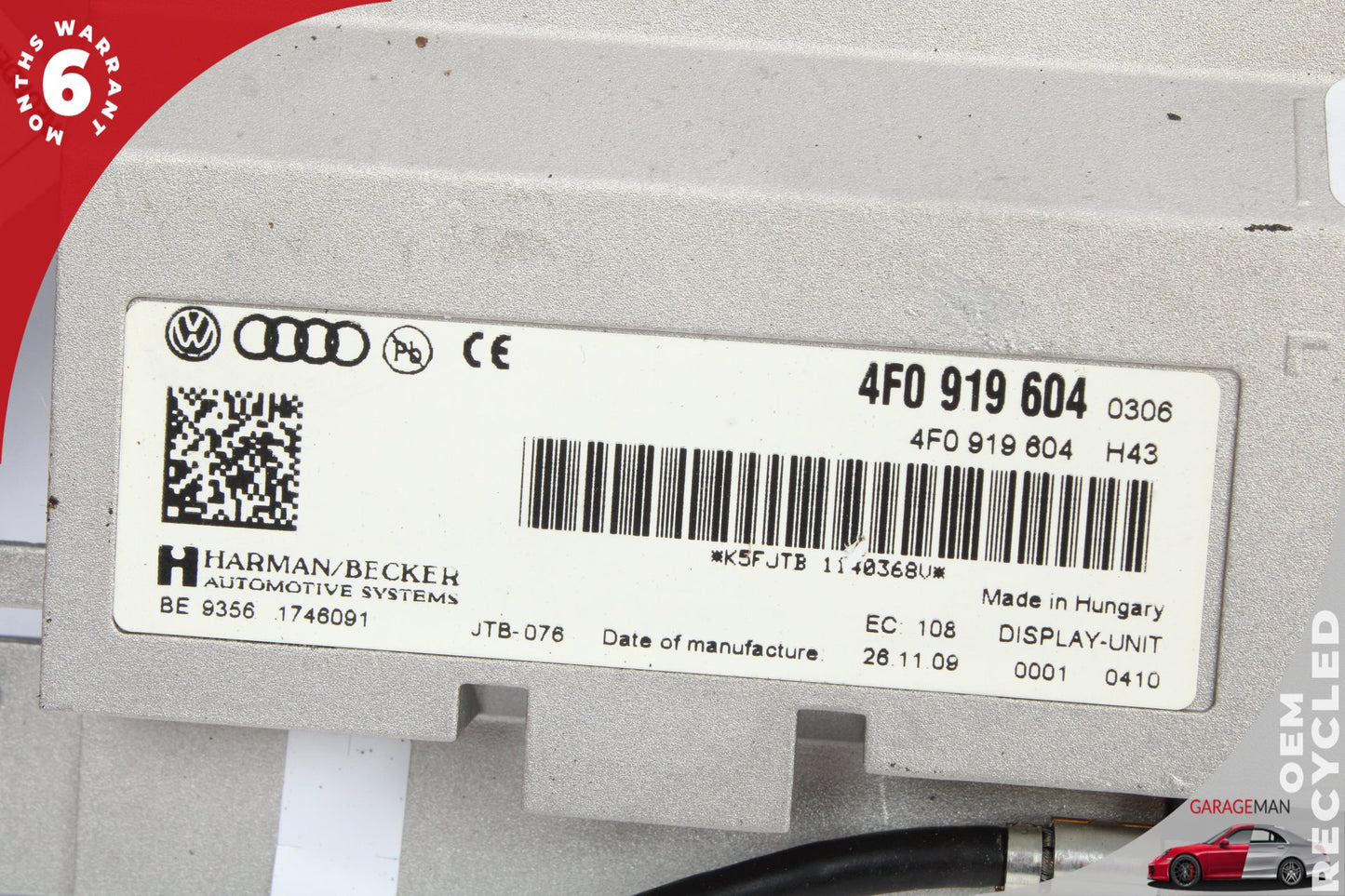 2009-2016 Audi A4 Front Center Dash Display MMI Screen Monitor 4F0919604