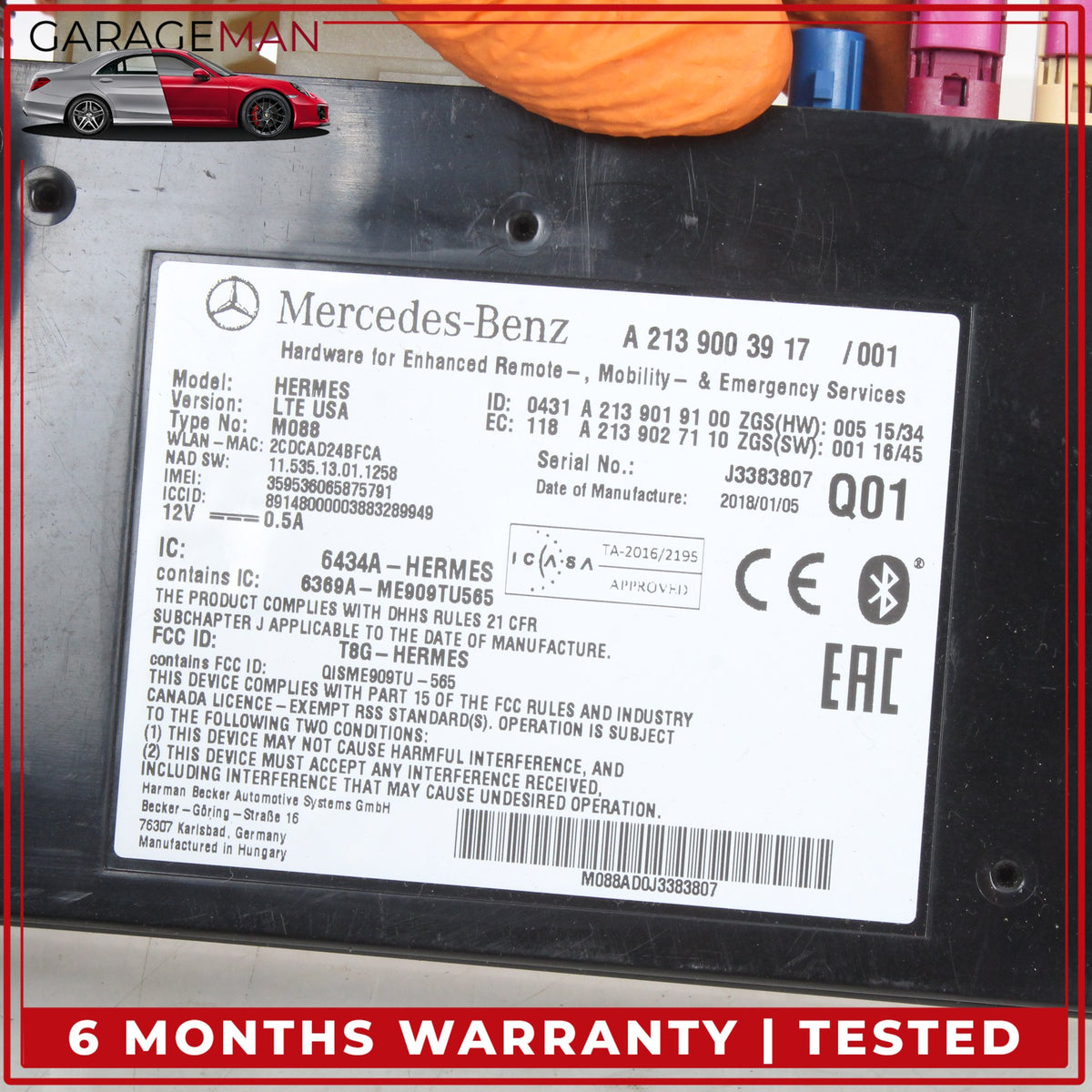 2016-2023 Mercedes W213 E300 Bluetooth Telematic Control Module 2139003917 OEM