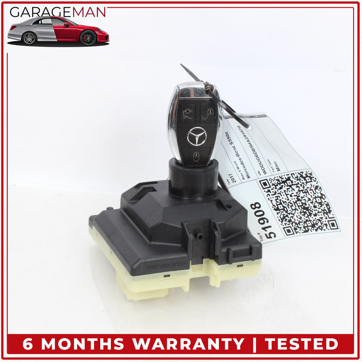 2015-2017 Mercedes W222 S550e Ignition Switch Module w/ Key Fob 2229009911 OEM