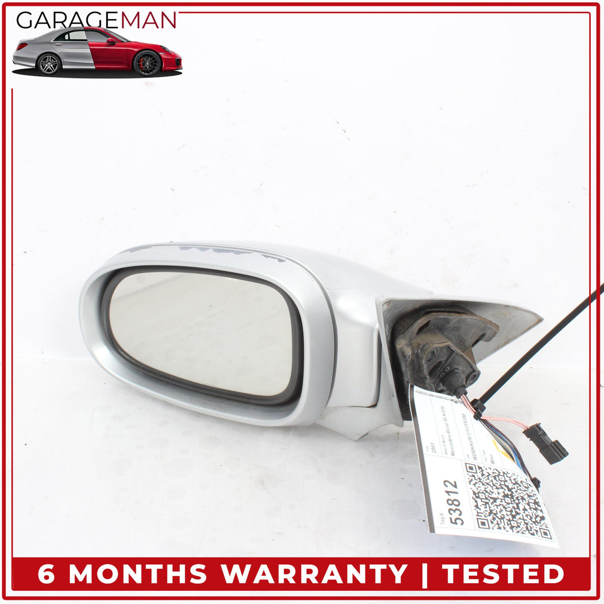 2001-2004 Mercedes R170 SLK320 Left Door Rear View Mirror Silver Metallic OEM