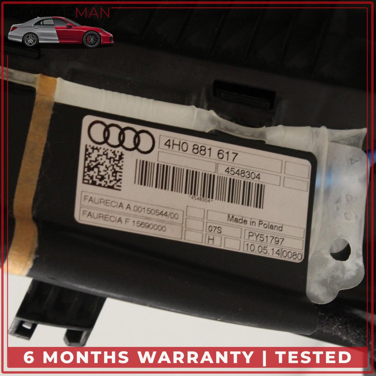 2011-2018 Audi A8 Front Left Side Lower Seat Track Frame Rail w/ Motors OEM