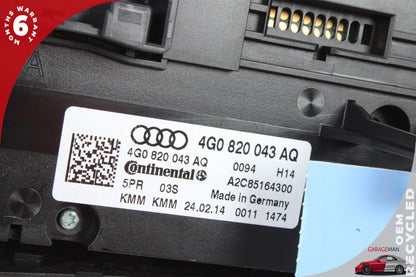 2012-2018 Audi A6 A7 Front AC A/C Climate Control Switch Panel 4G0820043AE OEM
