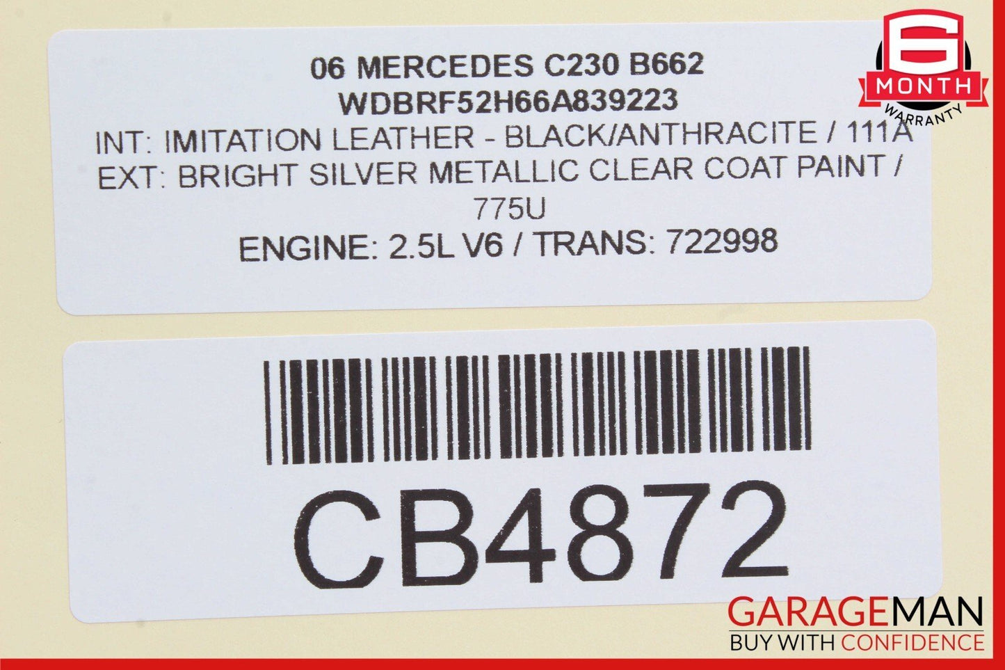05-08 Mercedes R171 SLK350 C230 C350 Steering Wheel Air Bag Airbag Black