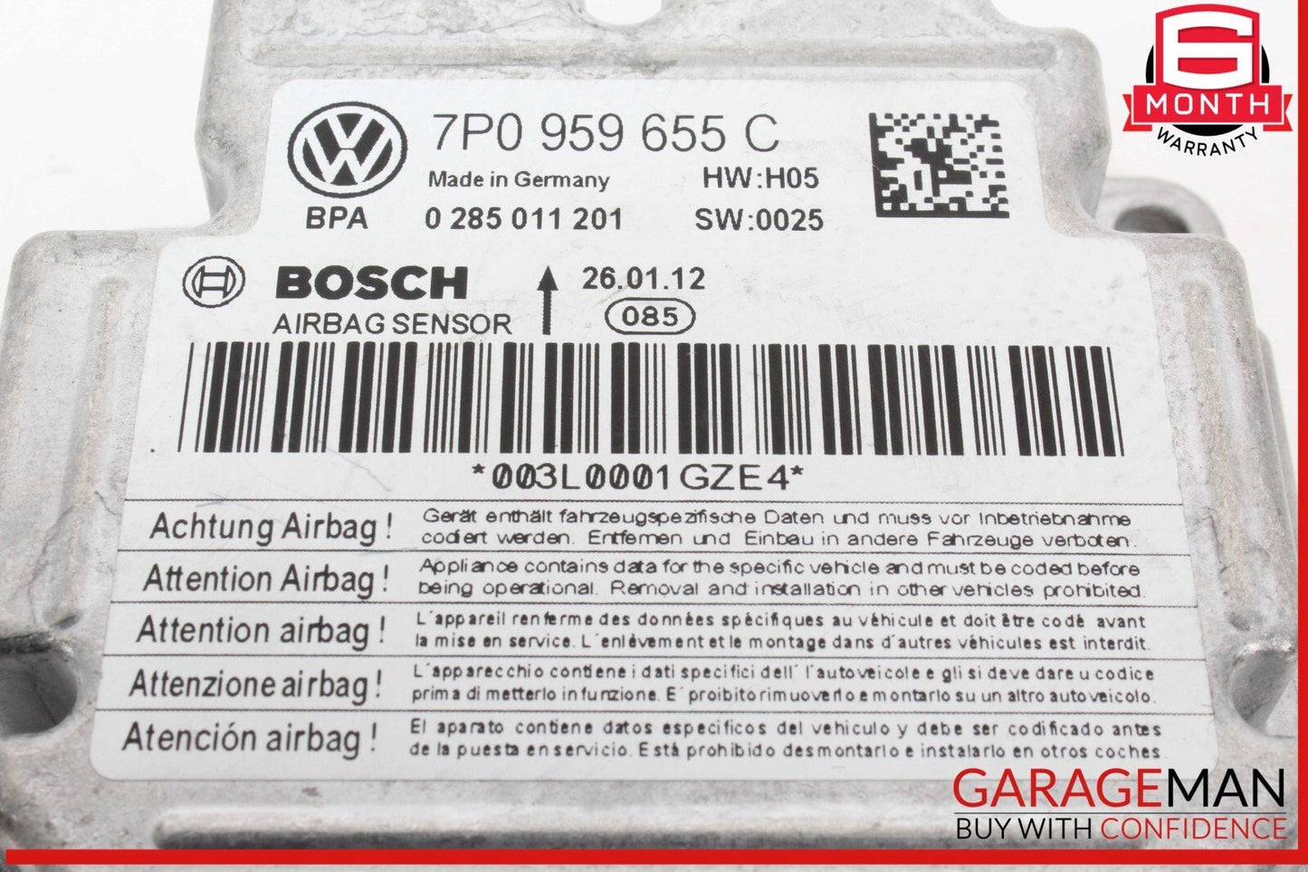 11-14 Porsche Cayenne S 958 Airbag Air Bag Sensor SRS Control Module OEM