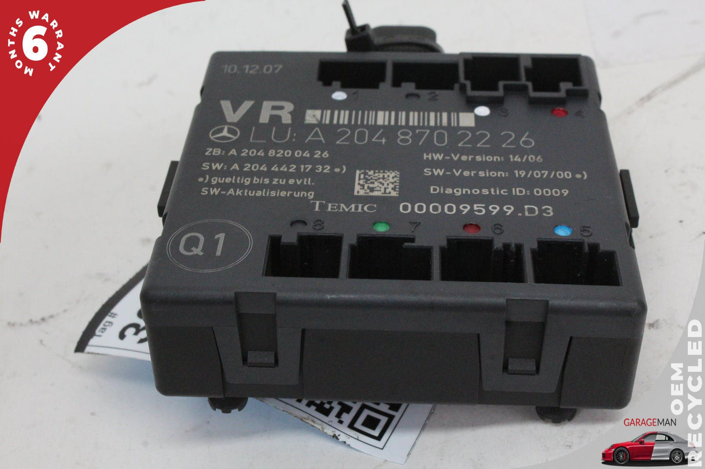 08-14 Mercedes-Benz C300 W204 Right Front Door Control Module 2048702226 OEM