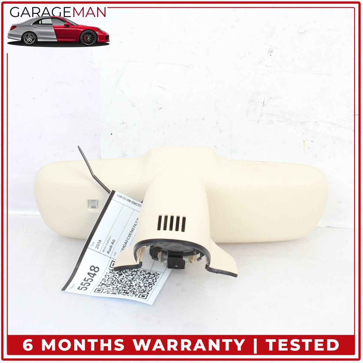 2012-2018 Audi A6 Front Upper Windshield Rear View Mirror w/ Auto Dim Beige OEM