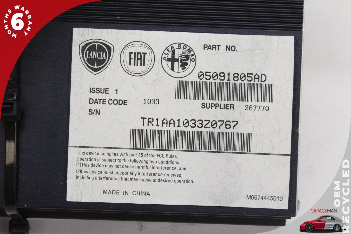 2012-2017 Fiat 500e Audio Radio Sound System Amplifier AMP 05091805AD OEM