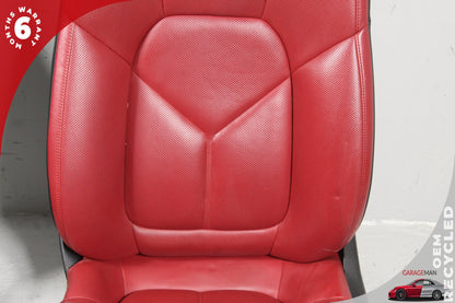 2015-2018 Porsche Macan 95B Front &amp; Rear Complete Leather Seat Assembly Red OEM