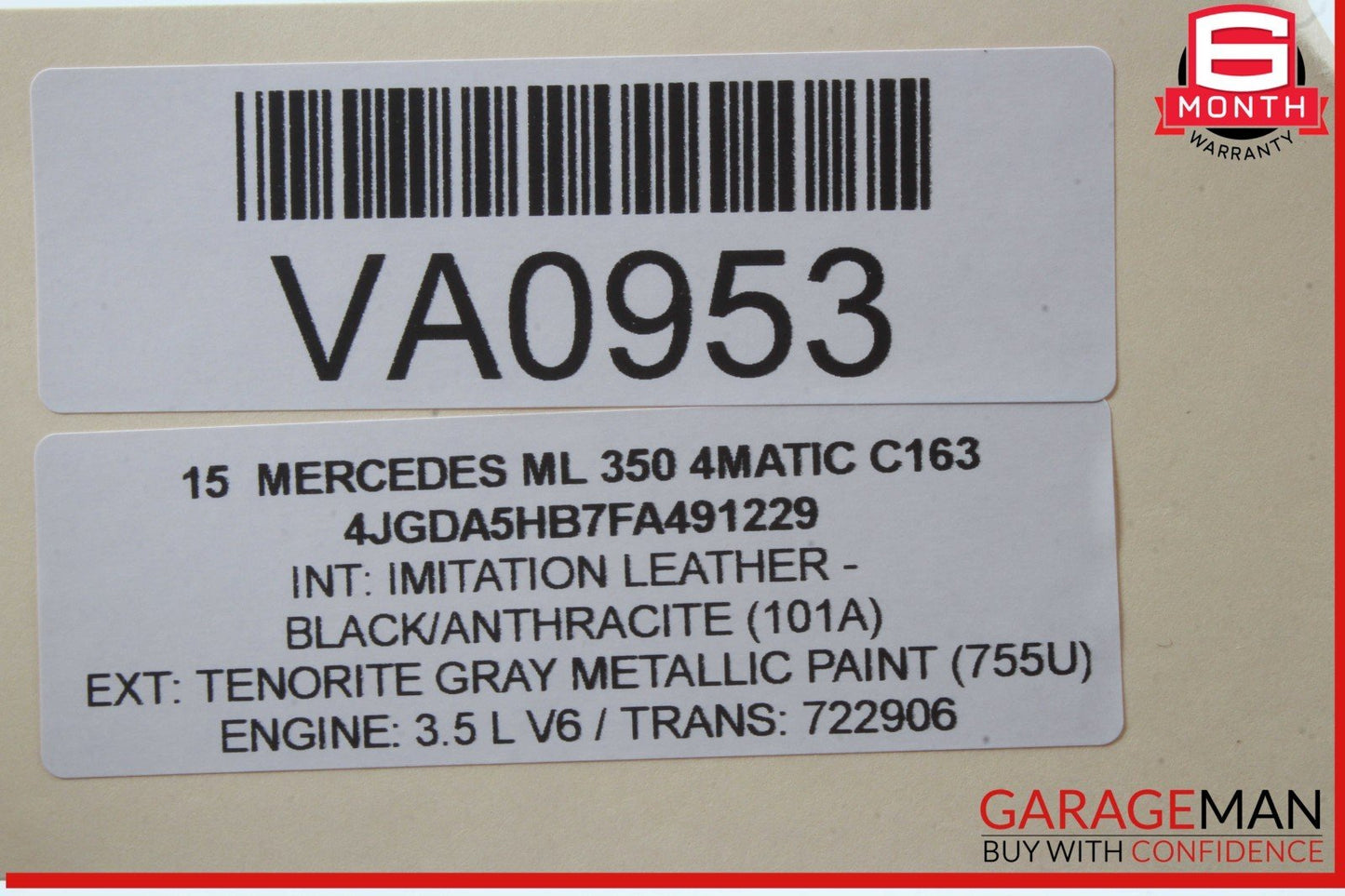 12-15 Mercedes W166 M350 4MATIC Left Driver Side Roof Curtain Airbag Air Bag OEM
