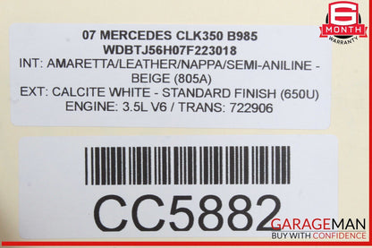 06-09 Mercedes W209 CLK350 Left Driver Side Roof Air Bag OEM