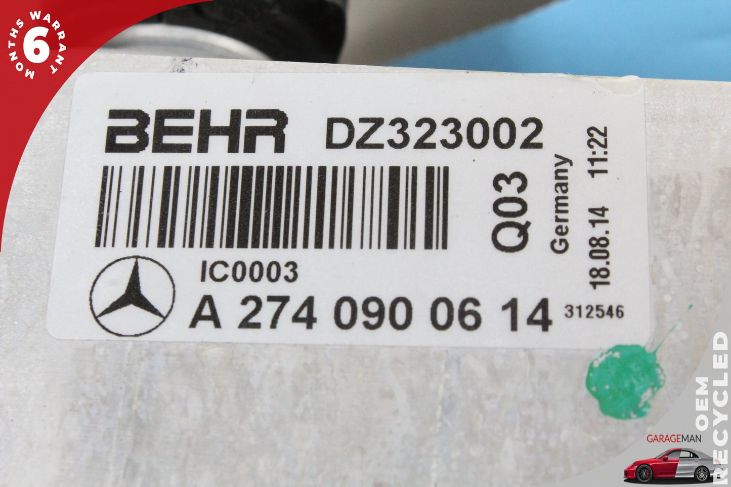 2015-2020 Mercedes W205 C300 SLC300 M274 Intercooler Air Cooler Radiator OEM