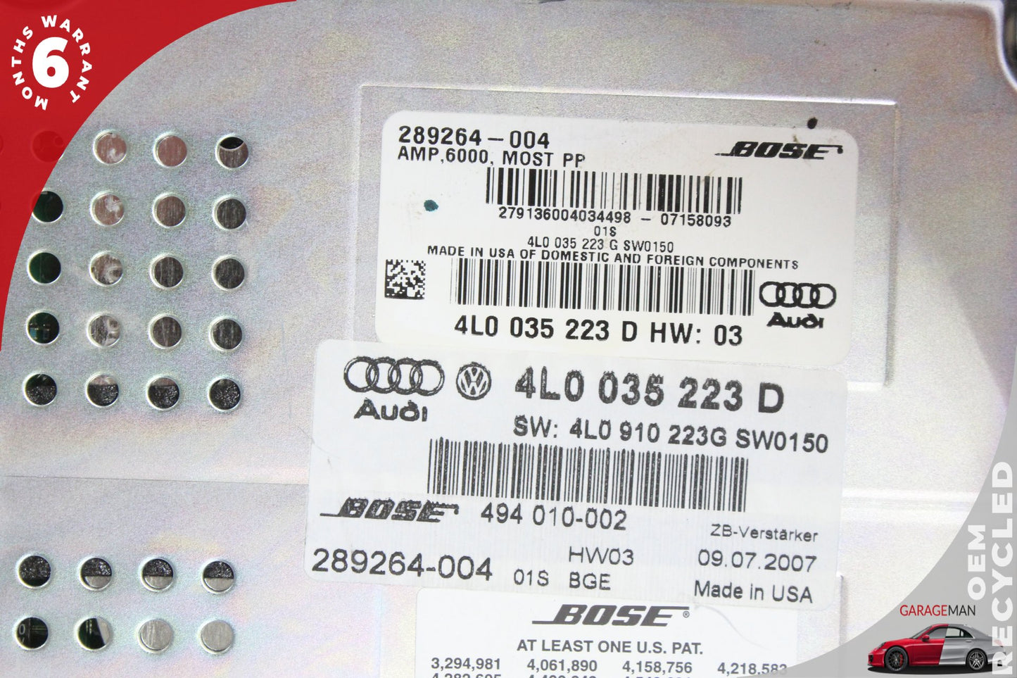 2007-2009 Audi Q7 MPV Audio Radio Sound System Amplifier AMP Bose 4L0035223D