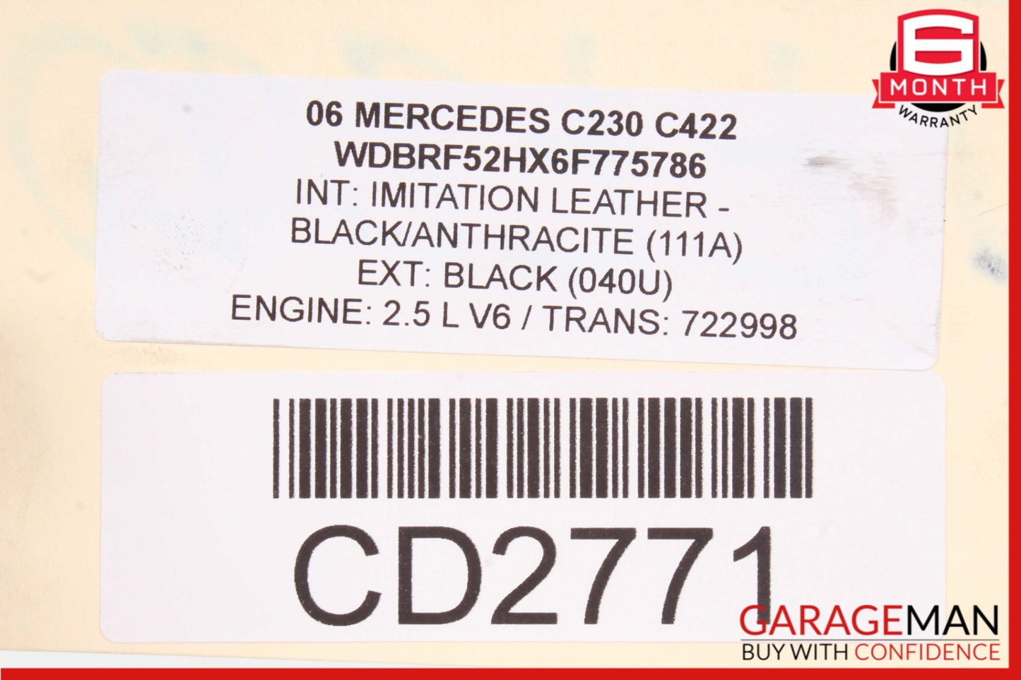 2006-2007 Mercedes-Benz C230 M272 V6 2.5L Engine Motor RWD 125K OEM