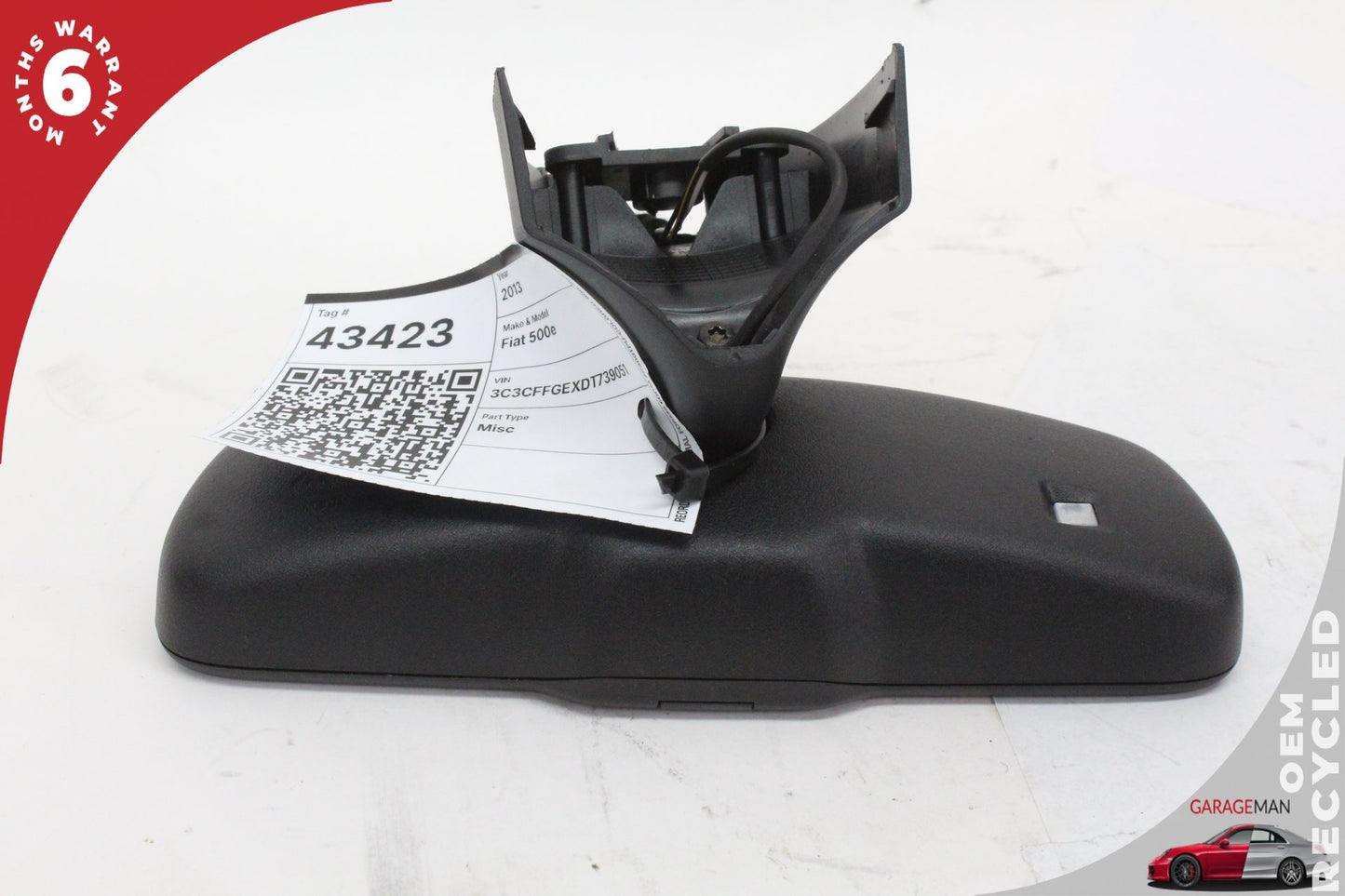 2012-2017 Fiat 500e Top Upper Rear View Mirror Black 34949799 OEM