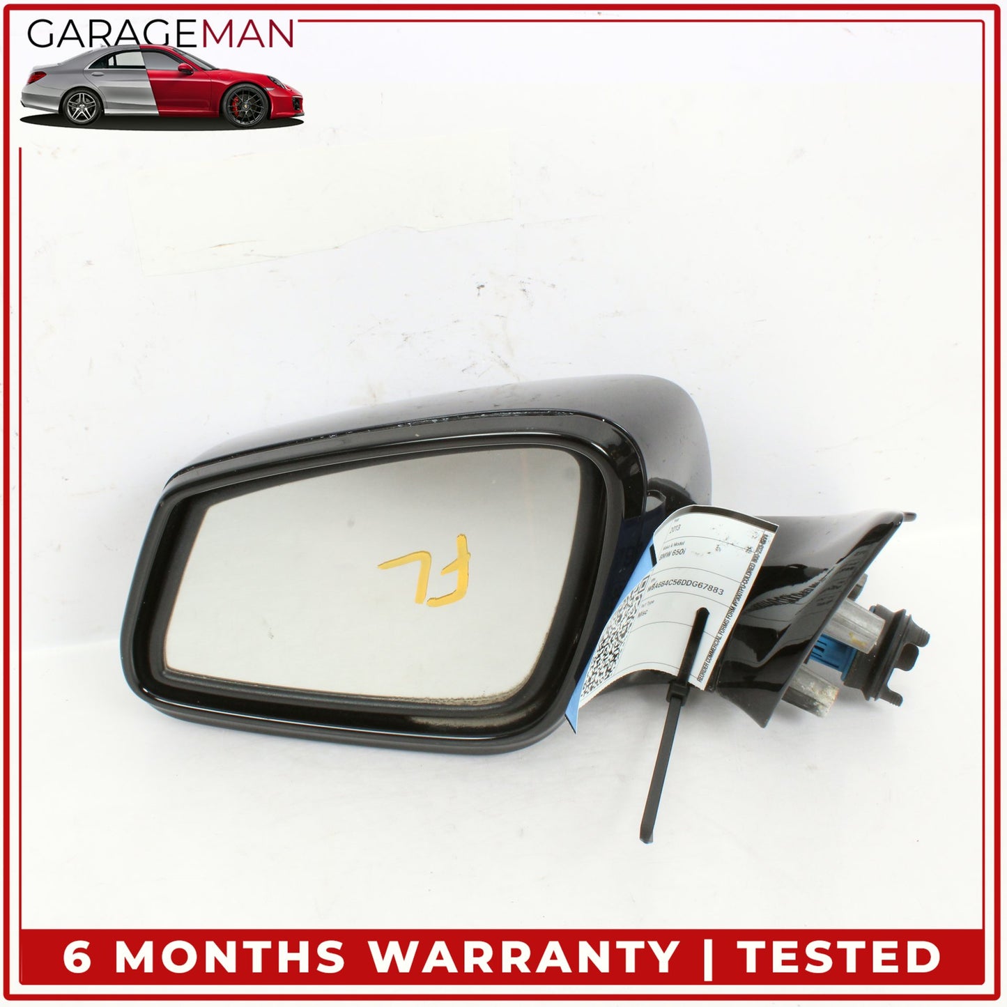 2012-2015 BMW 650i F06 Front Left Side Door Rear View Mirror w/ Camera Black OEM