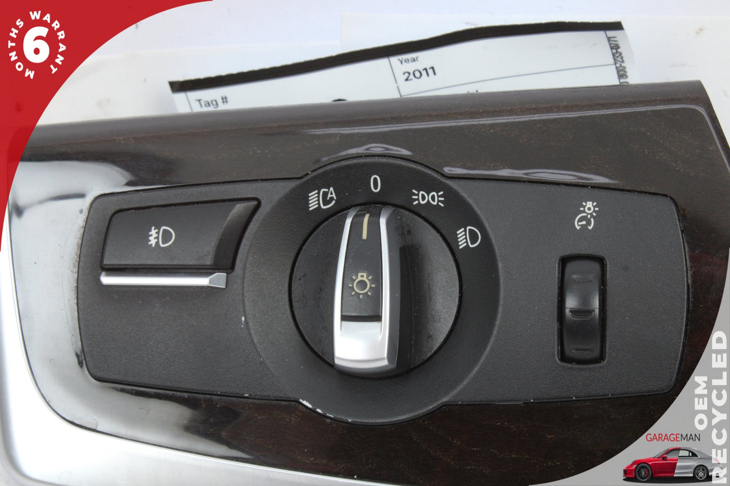 2011-2016 BMW 528i F10 Front Left Side Headlight Control Switch w/ Trim OEM