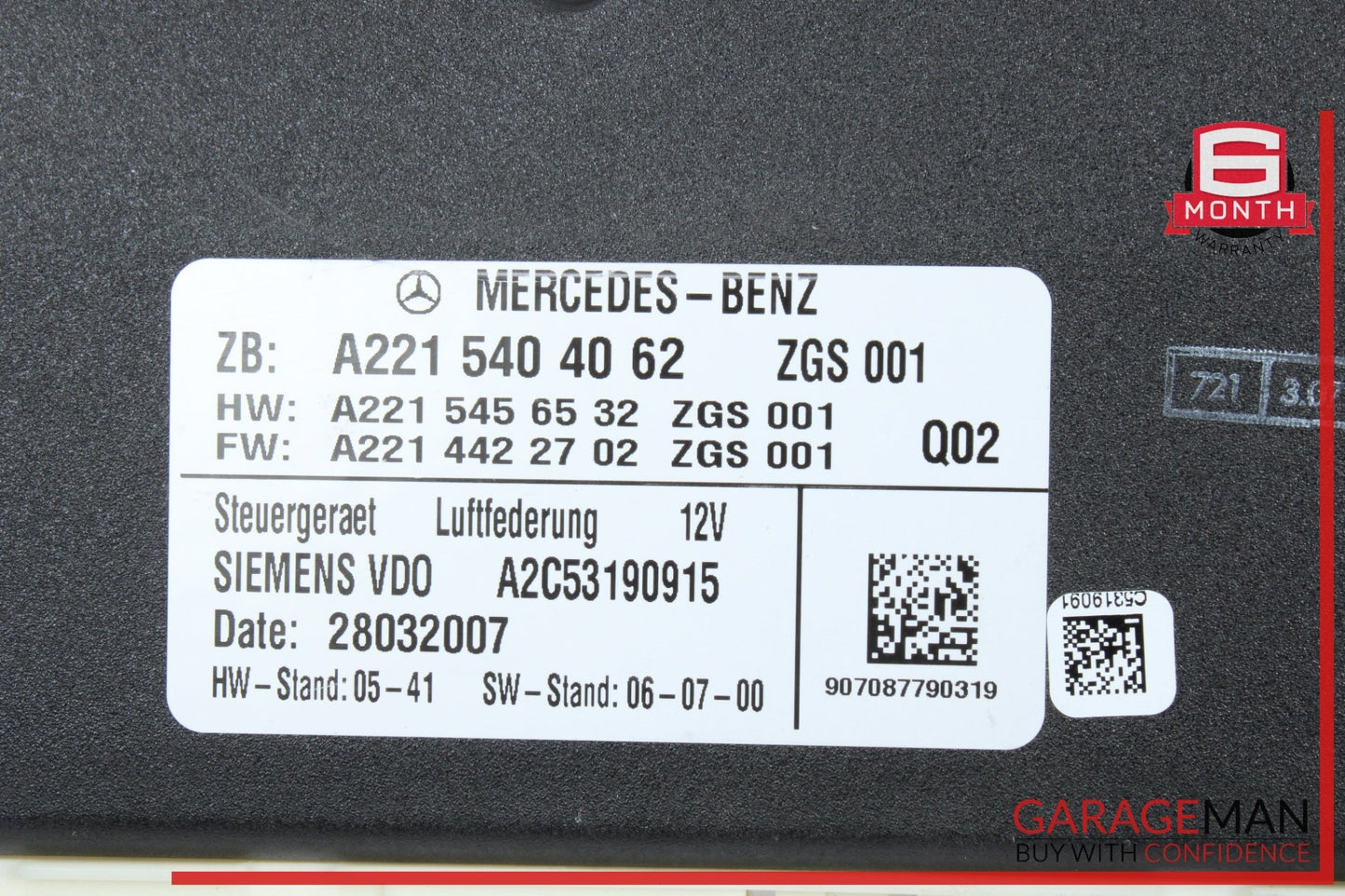 2007-2014 Mercedes S550 W221 Airmatic Air Suspension Control Module 2215404062