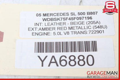 03-12 Mercedes R230 SL500 SL550 SL65 Front Passenger Side Dash Airbag Air Bag