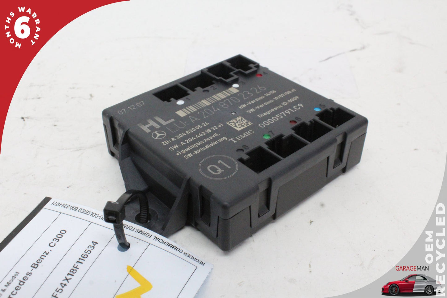 08-14 Mercedes-Benz C300 w204 Sedan Left Rear Door Control Module 2048702326 OEM