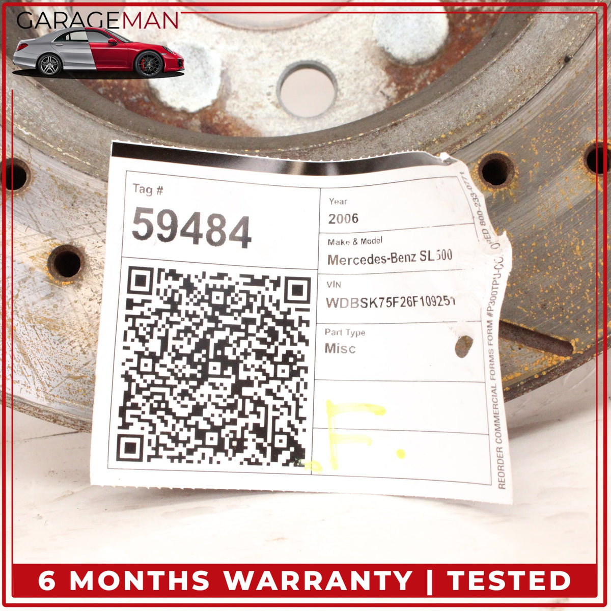 2003-2006 Mercedes-Benz R230 SL500 Front Left or Right Side Brake Rotor Disc OEM