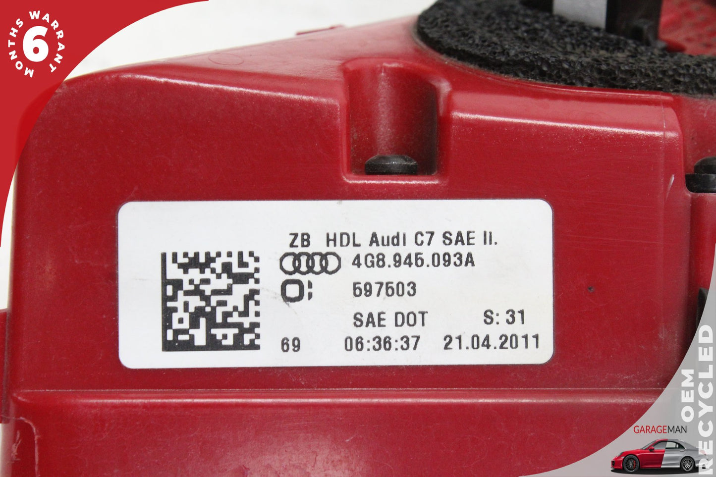 2012-2015 Audi A7 S7 Rear Left Side Inner Tail Light Lamp LED 4G8945093A OEM