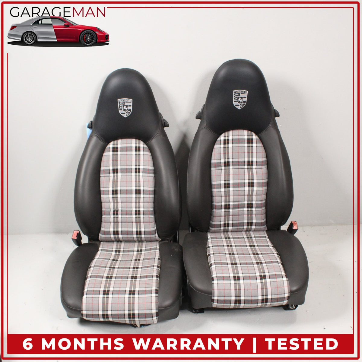 1999-2005 Porsche 911 Front Seat & Rear Cushion Pepita Style Fully Automatic OEM
