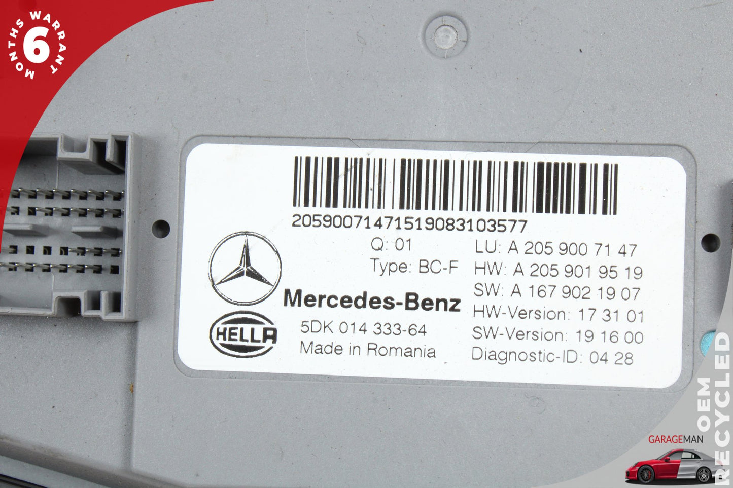 2015-2023 Mercedes W205 С300 BCM Body Comfort Control Module Unit 2059007147 OEM