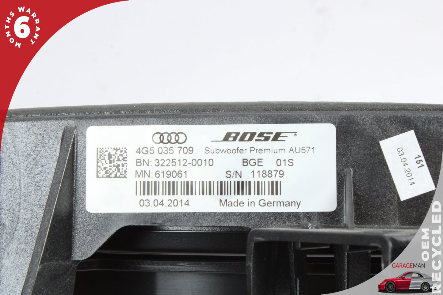 2012-2018 Audi A6 Sedan Front/Rear Left and Right Side Audio Speakers Set of 12