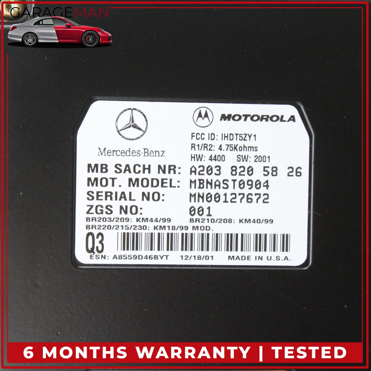1997-2009 Mercedes R170 SLK230 SL500 Voice Command Control Module 2038204826 OEM