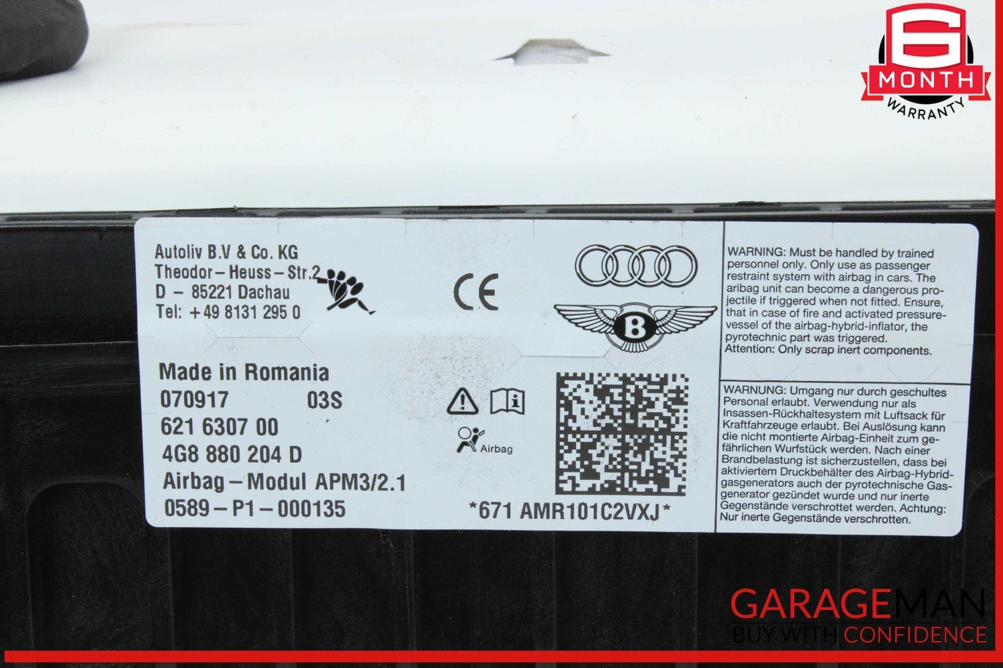 12-18 Audi S6 A7 A6 Front Right Side Dash Dashboard Knee Air Bag Airbag OEM